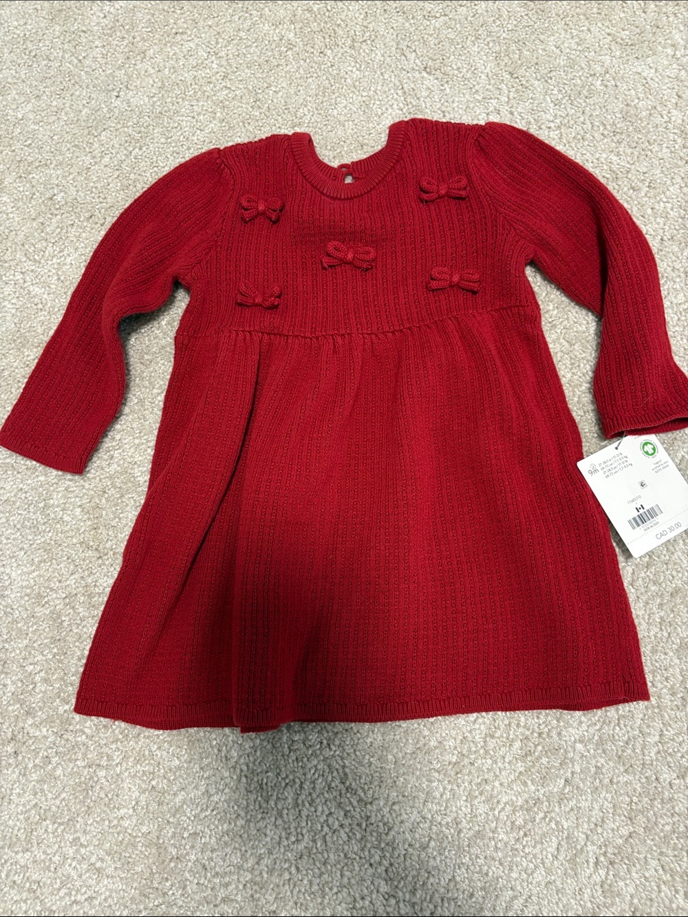 Children's Red Knit Bow Dress